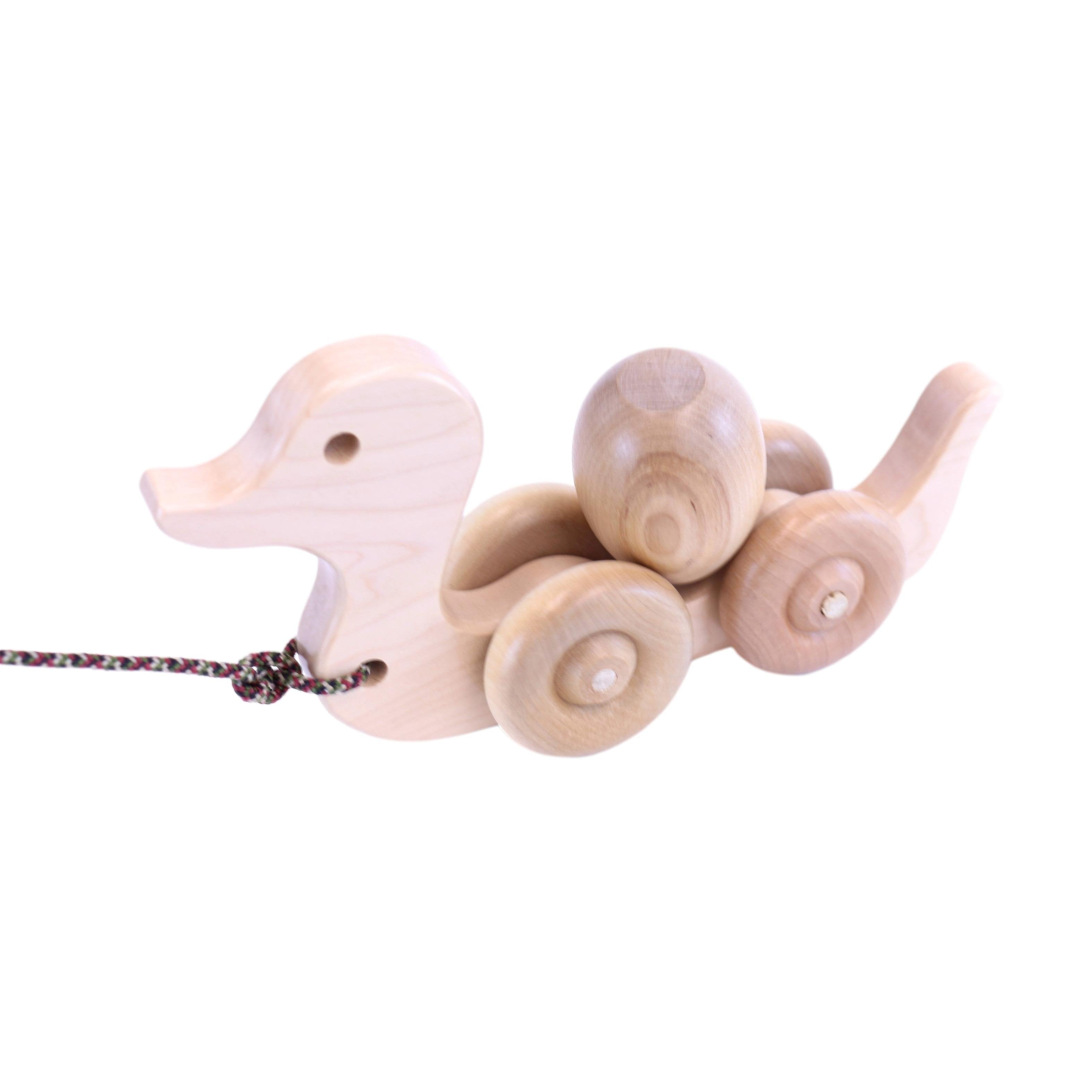 Wooden Duck Pull Toy with Spinning Egg