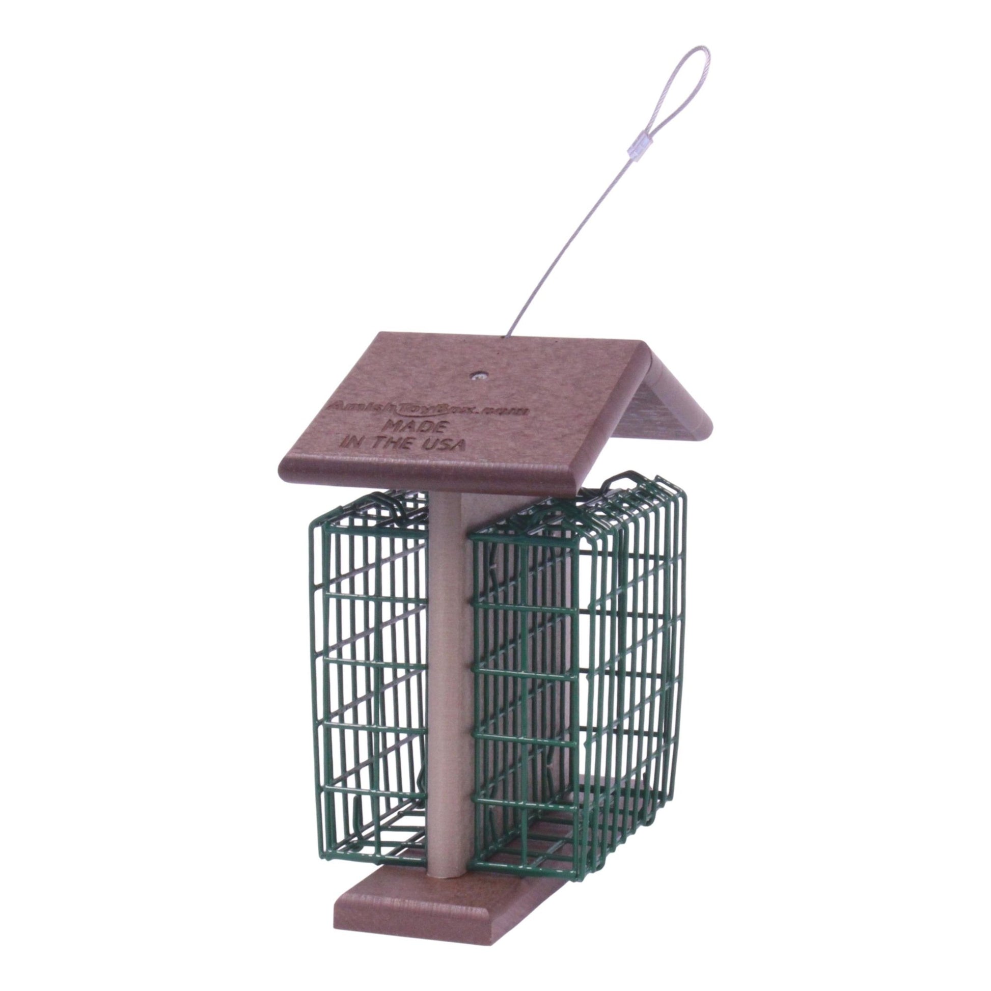 Double Suet - Cake Bird Feeder | Amish - Made Poly Lumber Feeder - Aware House - Amish Toy Box - 