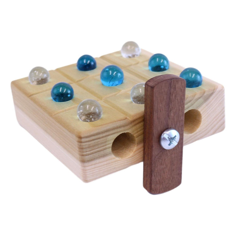 Wooden Marble Tic Tac Toe Game with Built-In Marble Storage-zoom-