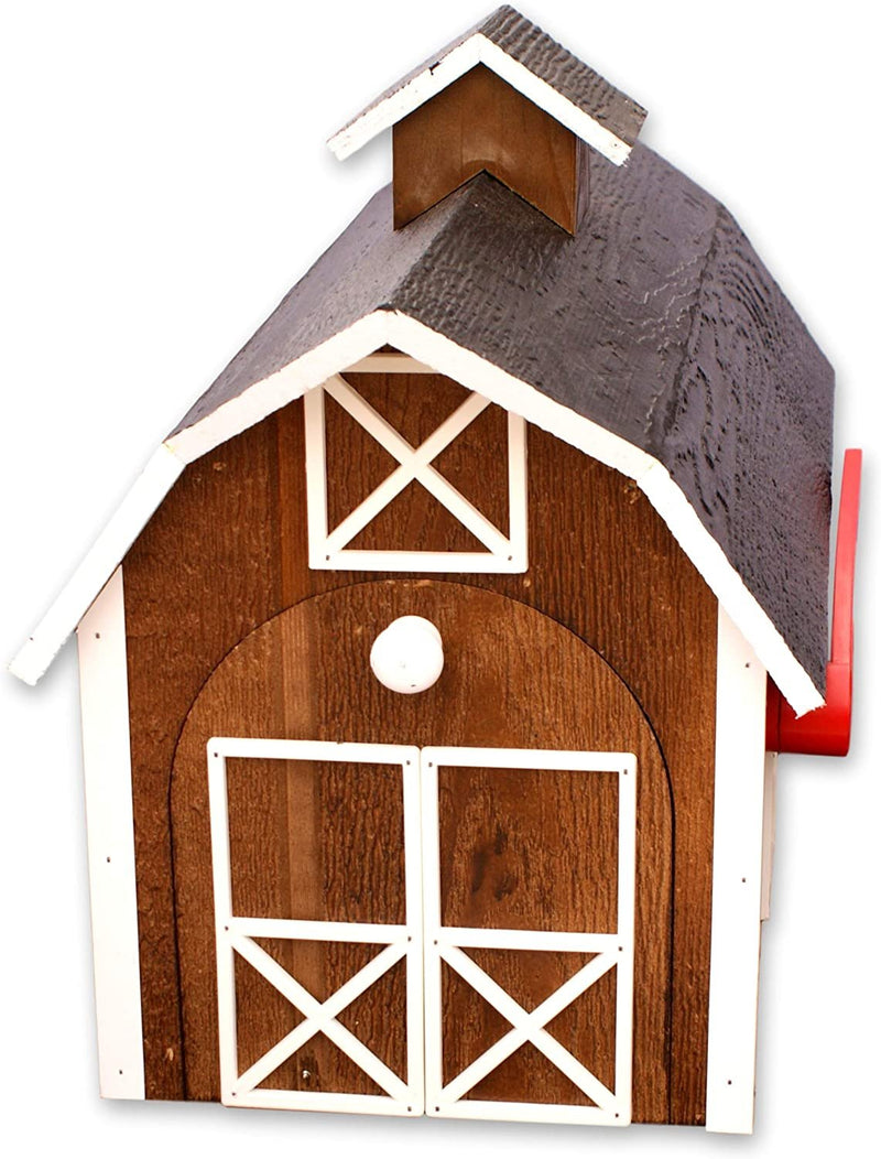Amish-Made Wooden Mailbox | Dutch Barn Style Post-Mount-zoom-