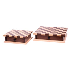 Deluxe Wooden Chess and Checkers Game Board Set | With Storage Drawer - Aware House - Amish Toy Box - 