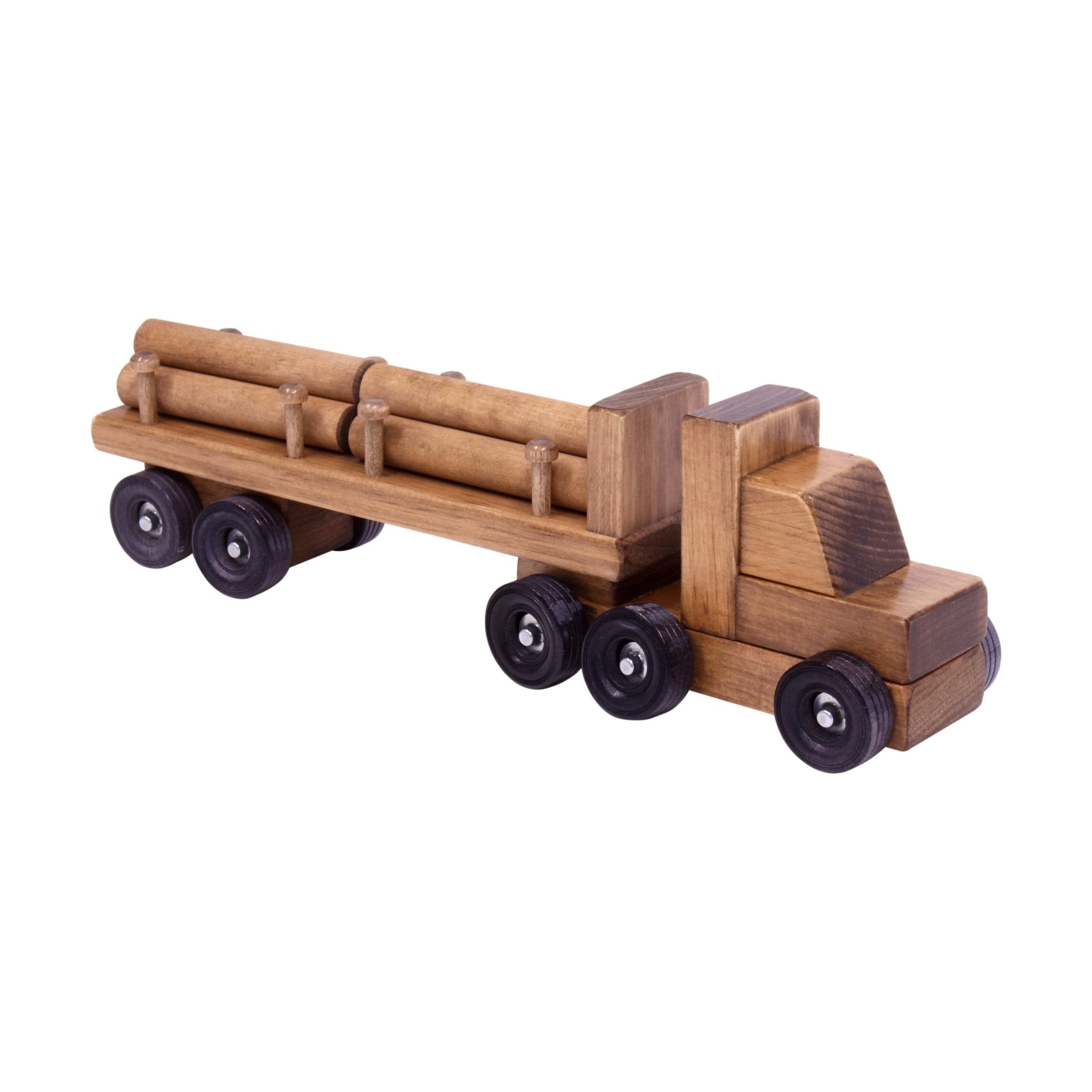 Amish-Made Wooden Log Truck Toy - Aware House - Amish Toy Box -