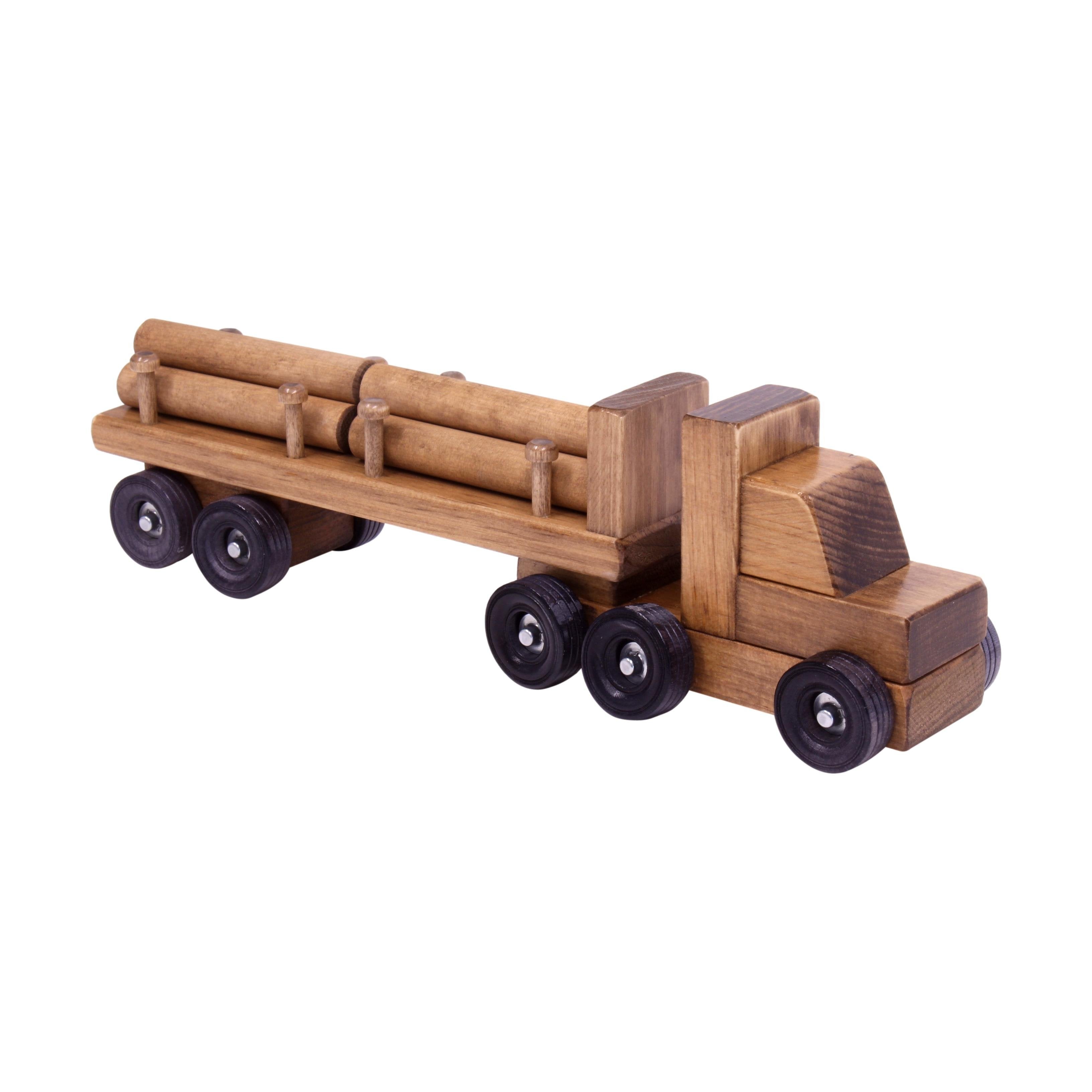 Amish-Made Wooden Log Truck Toy
