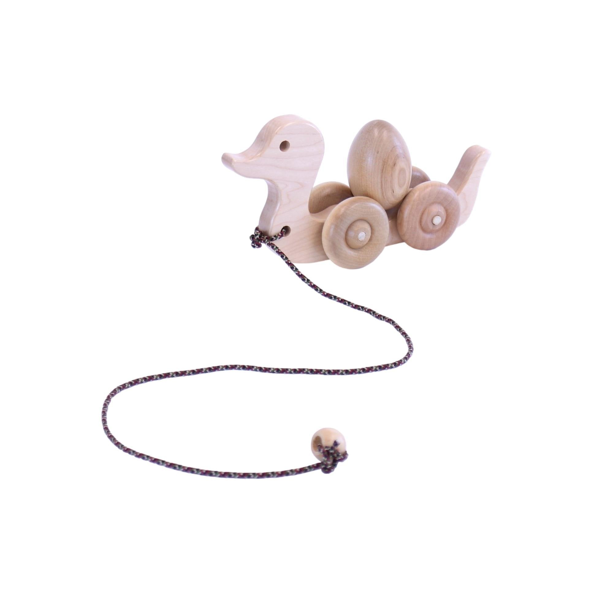 Wooden Duck Pull Toy with Spinning Egg-3