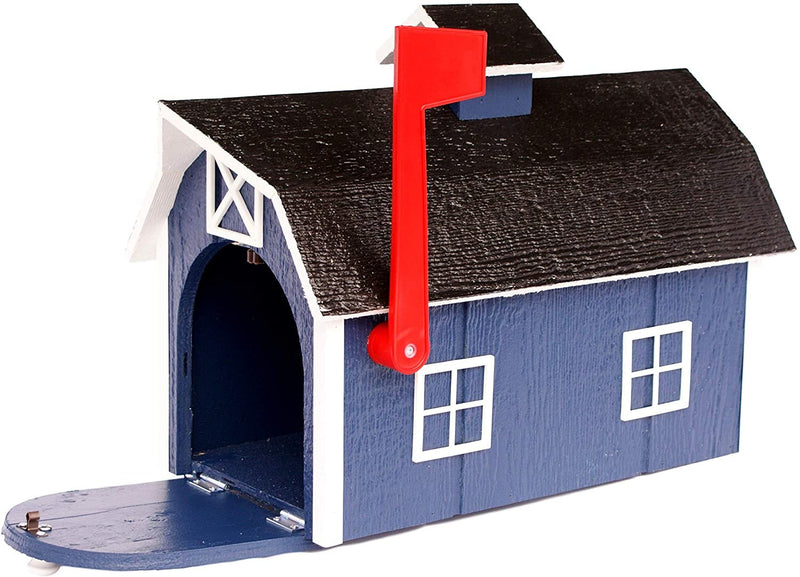 Amish-Made Wooden Mailbox | Dutch Barn Style Post-Mount-zoom-
