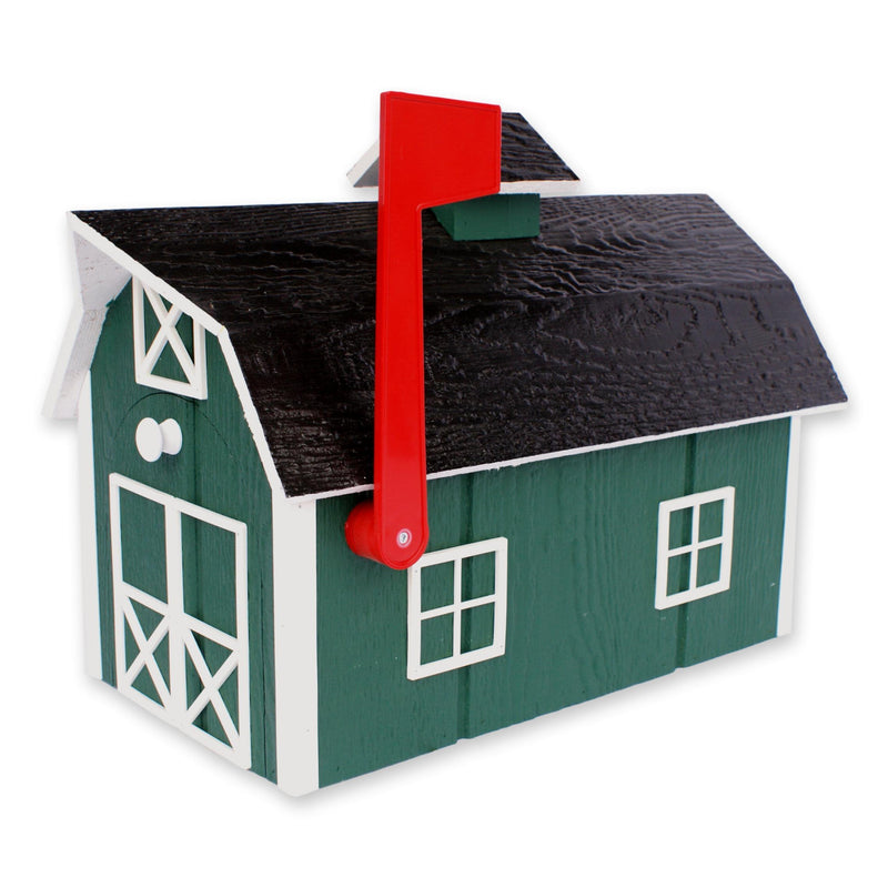 Amish-Made Wooden Mailbox | Dutch Barn Style Post-Mount-zoom-