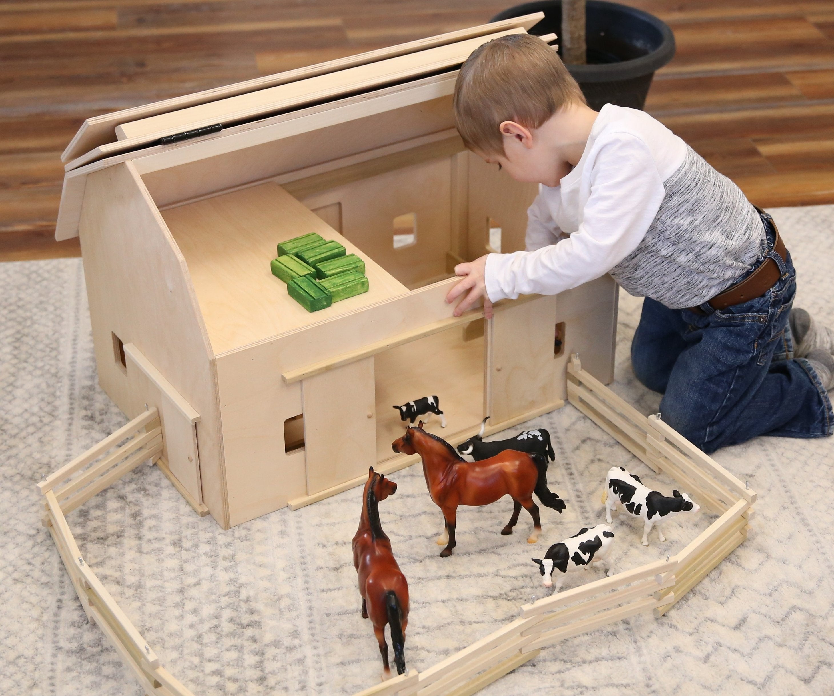 Amish-Made Large Hip-Roof Barn Toy