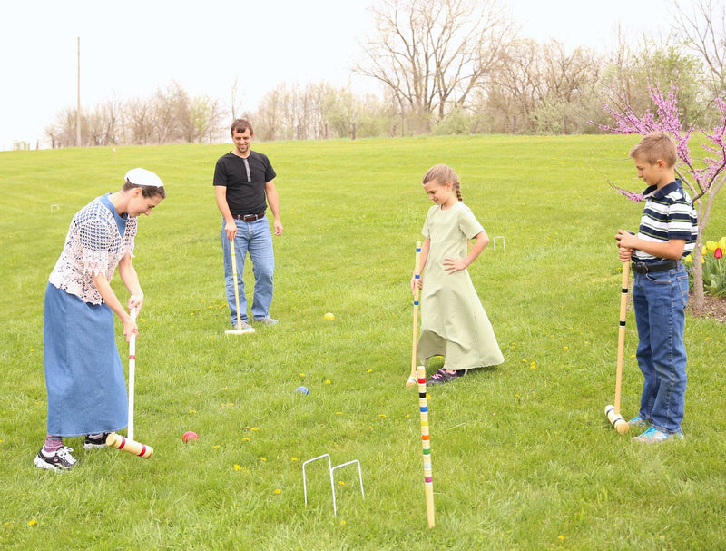Deluxe 8-Player Croquet Game Set with Wooden Holder or Duffel Bag-zoom-