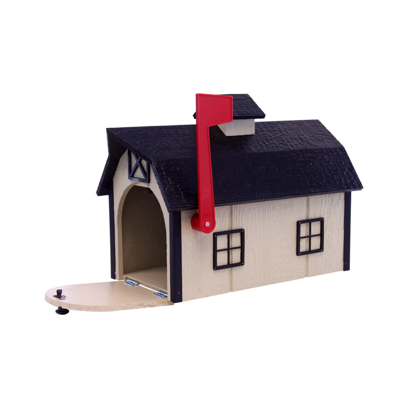 Amish-Made Wooden Mailbox | Dutch Barn Style Post-Mount-zoom-