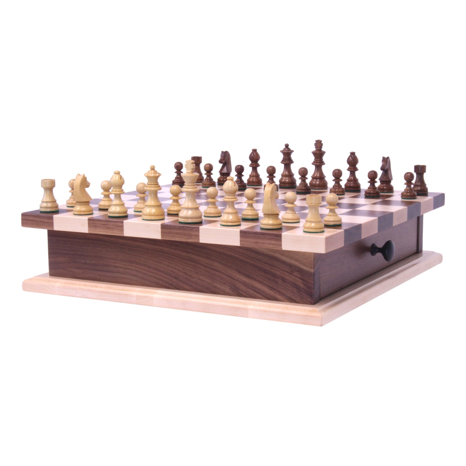 Deluxe Wooden Chess and Checkers Game Board Set | With Storage Drawer-2