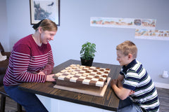 Deluxe Wooden Chess and Checkers Game Board Set | With Storage Drawer - Aware House - Amish Toy Box - 