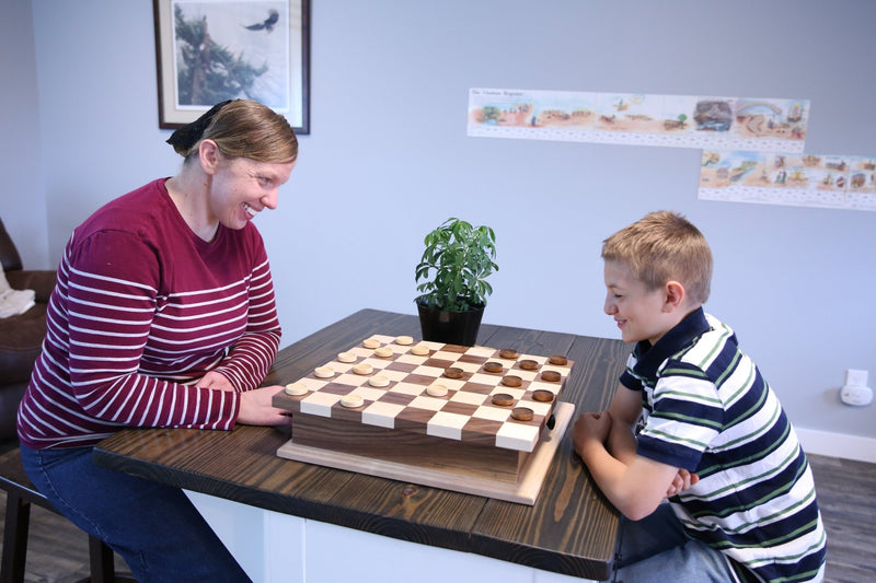 Deluxe Wooden Chess and Checkers Game Board Set | With Storage Drawer-zoom-