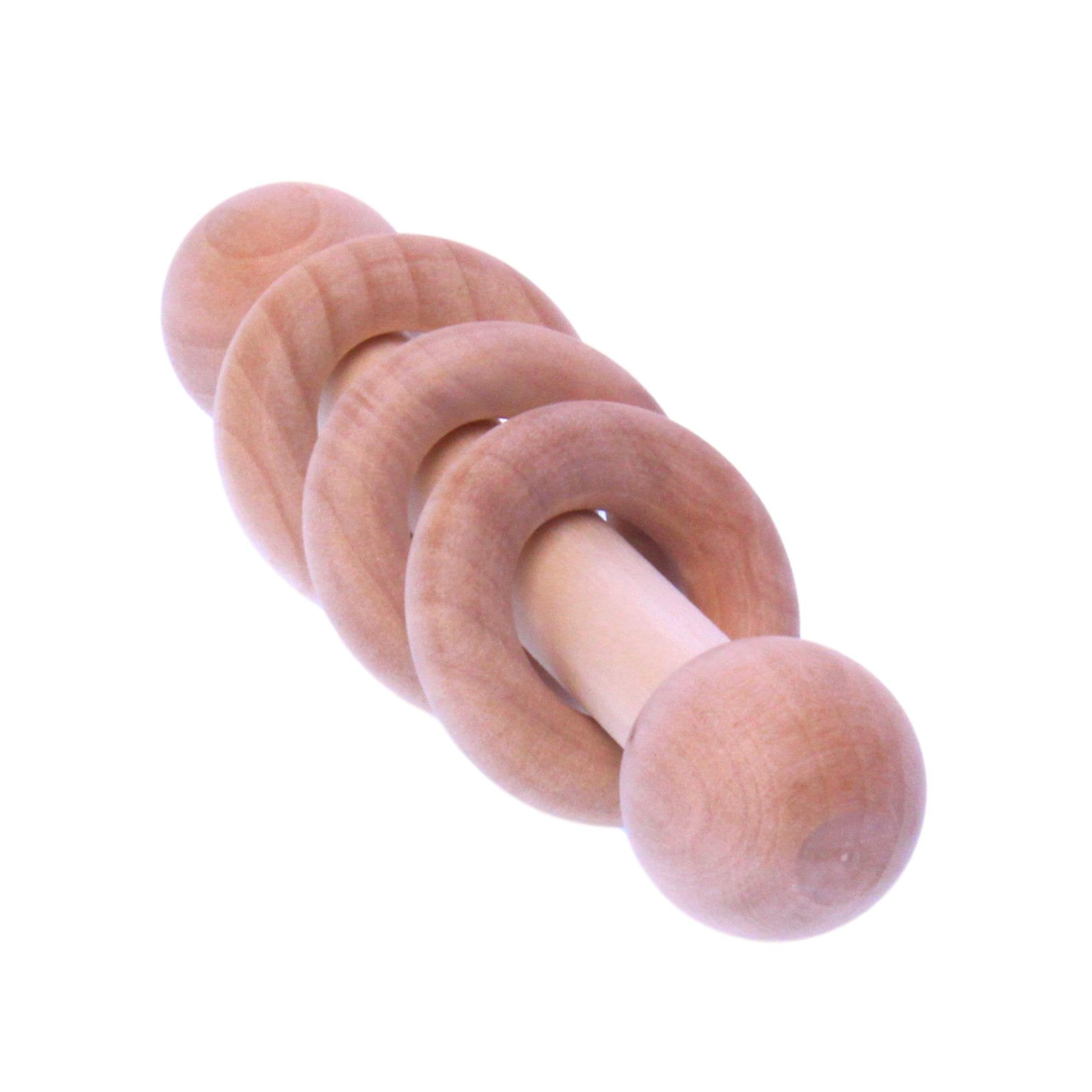 Amish Wooden 3-Ring Baby Rattle Toy – Unfinished Wood-zoom-5
