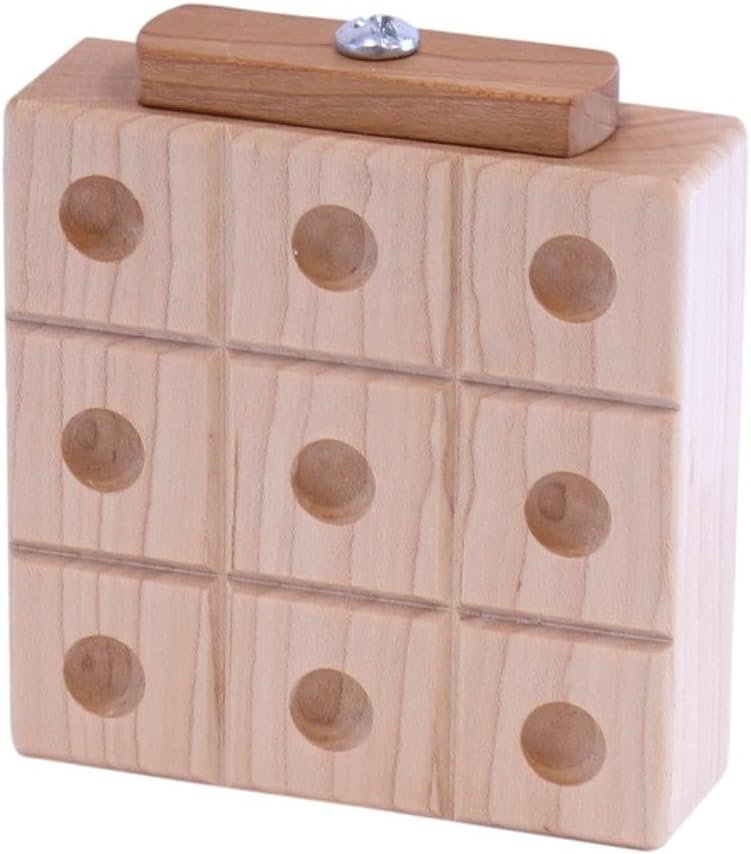 Wooden Marble Tic Tac Toe Game with Built-In Marble Storage-zoom-