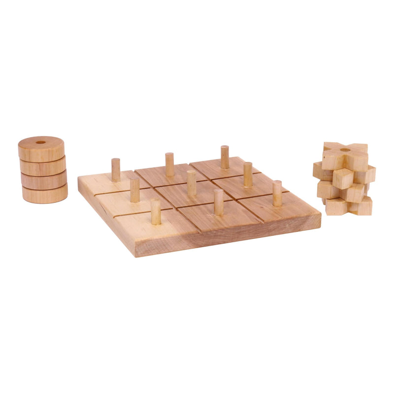 Wooden Tic Tac Toe Game with X and O Pieces-zoom-