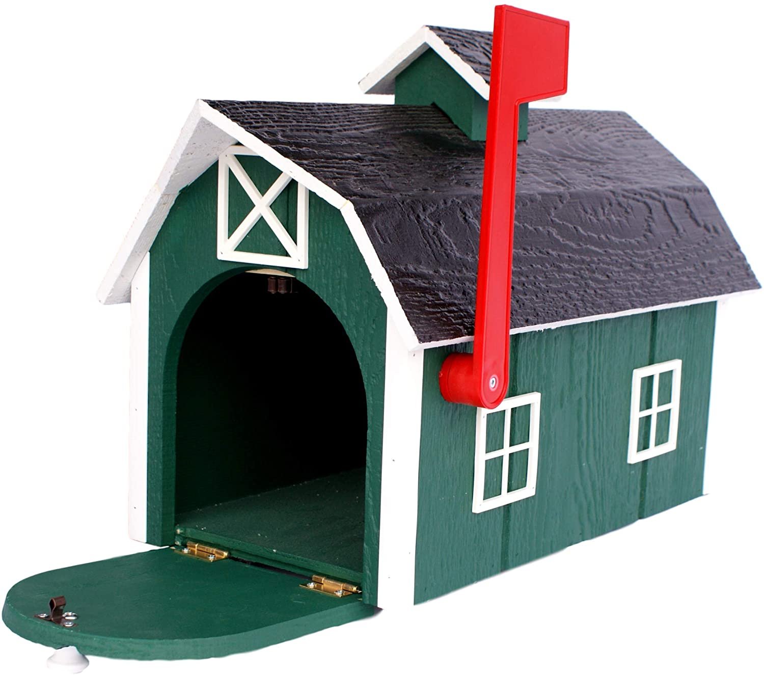 Amish-Made Wooden Mailbox | Dutch Barn Style Post-Mount-15