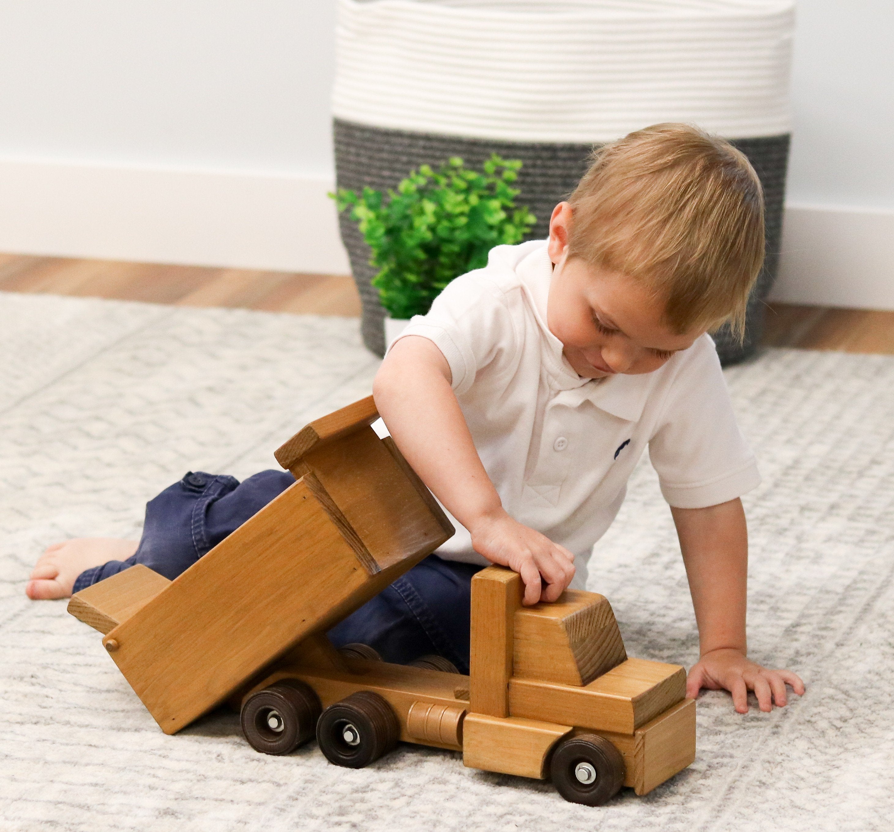 Amish-Made Wooden Dump Truck Toy