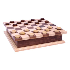 Deluxe Wooden Chess and Checkers Game Board Set | With Storage Drawer - Aware House - Amish Toy Box - 