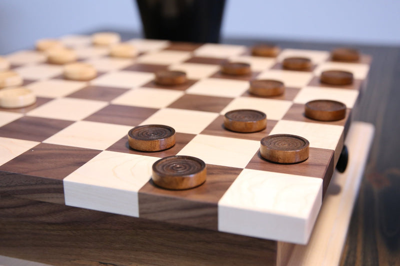 Deluxe Wooden Chess and Checkers Game Board Set | With Storage Drawer-zoom-