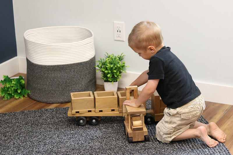 Amish-Made Wooden Truck & Trailer Toy Set-zoom-