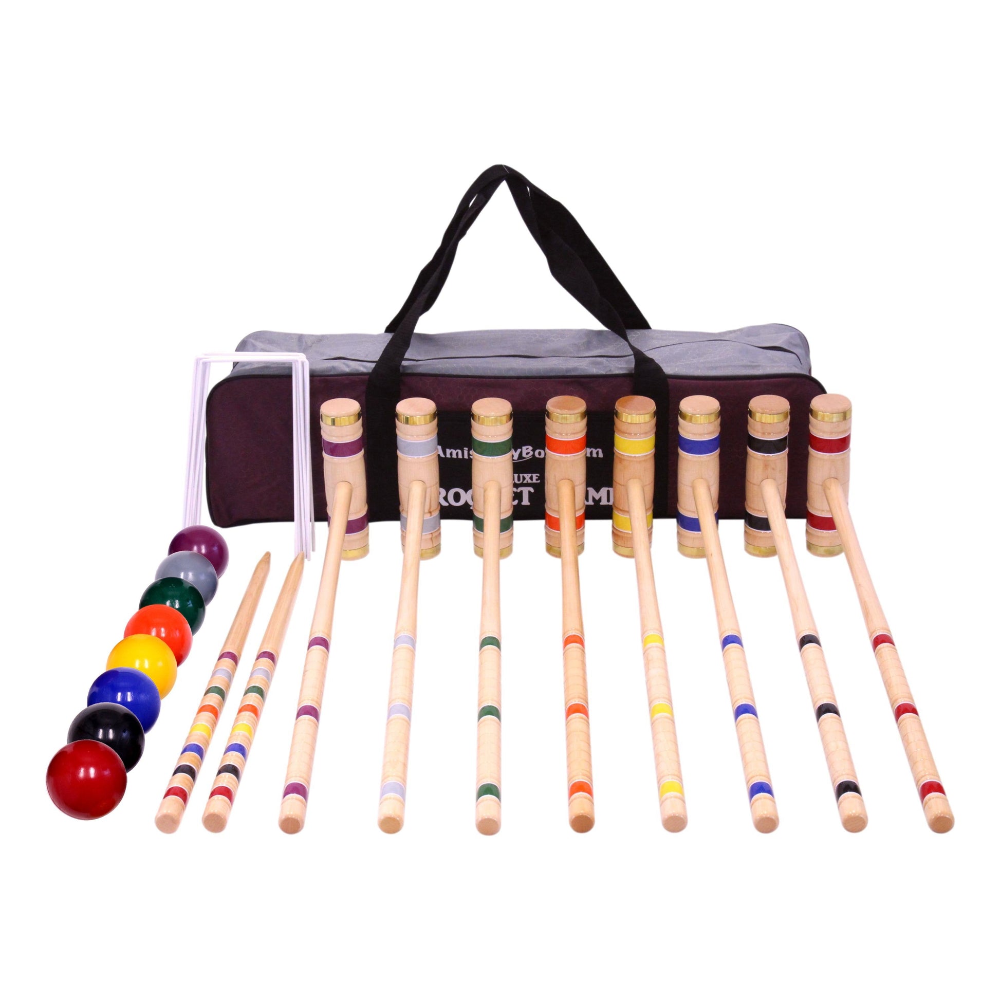 Deluxe 8-Player Croquet Game Set with Wooden Holder or Duffel Bag-14