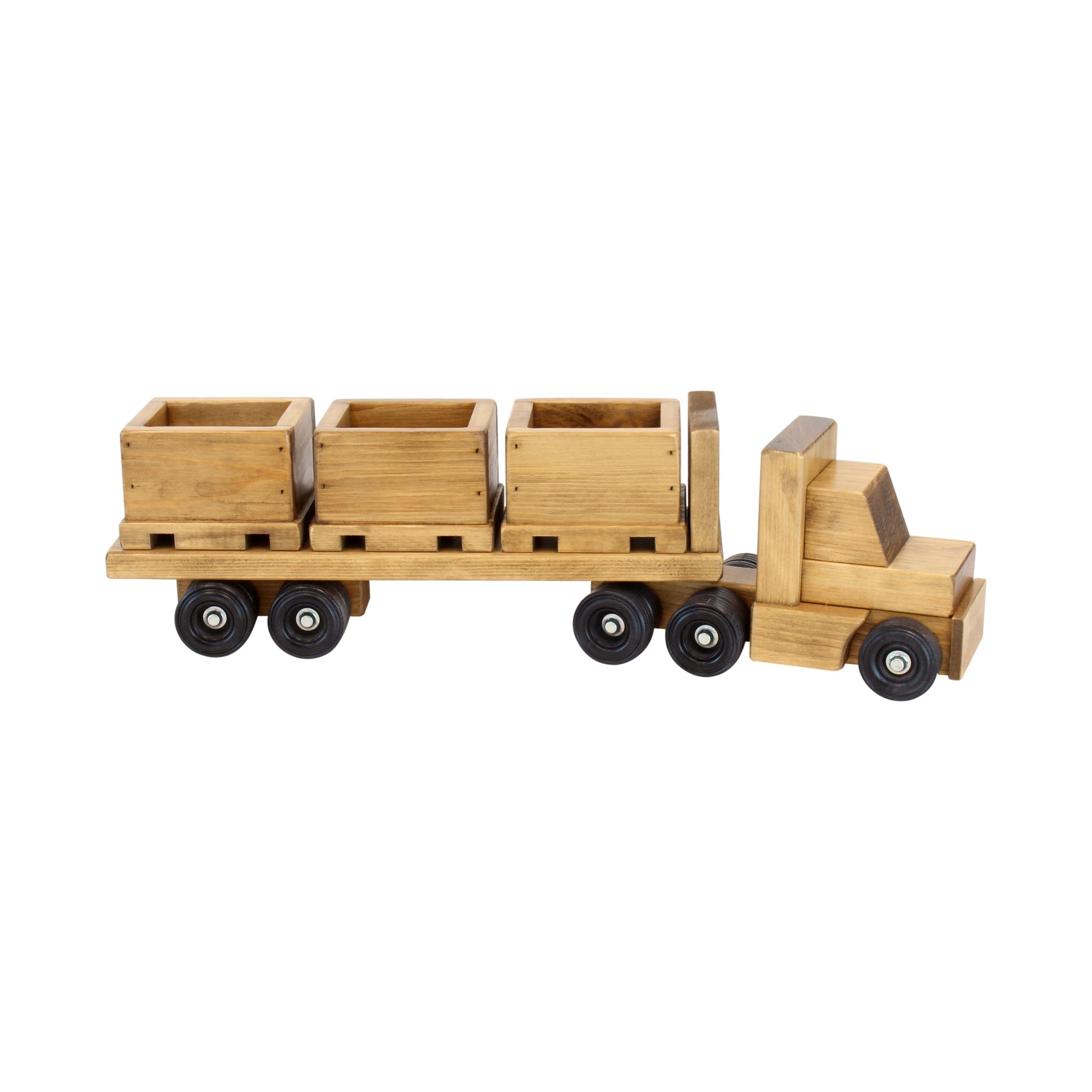 Amish-Made Wooden Truck & Trailer Toy Set-zoom-7
