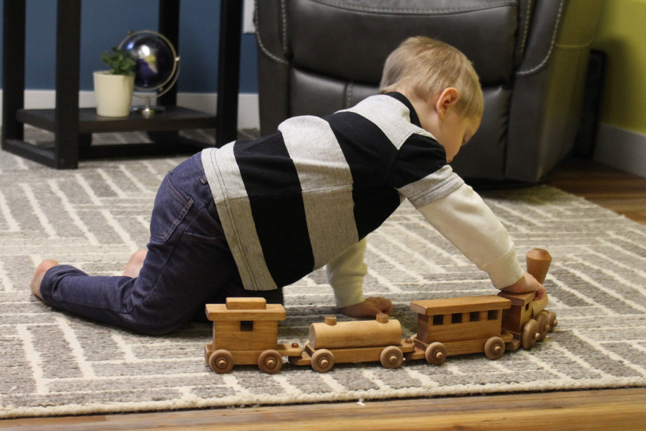 Amish-Made Wooden Toy Train Play Set