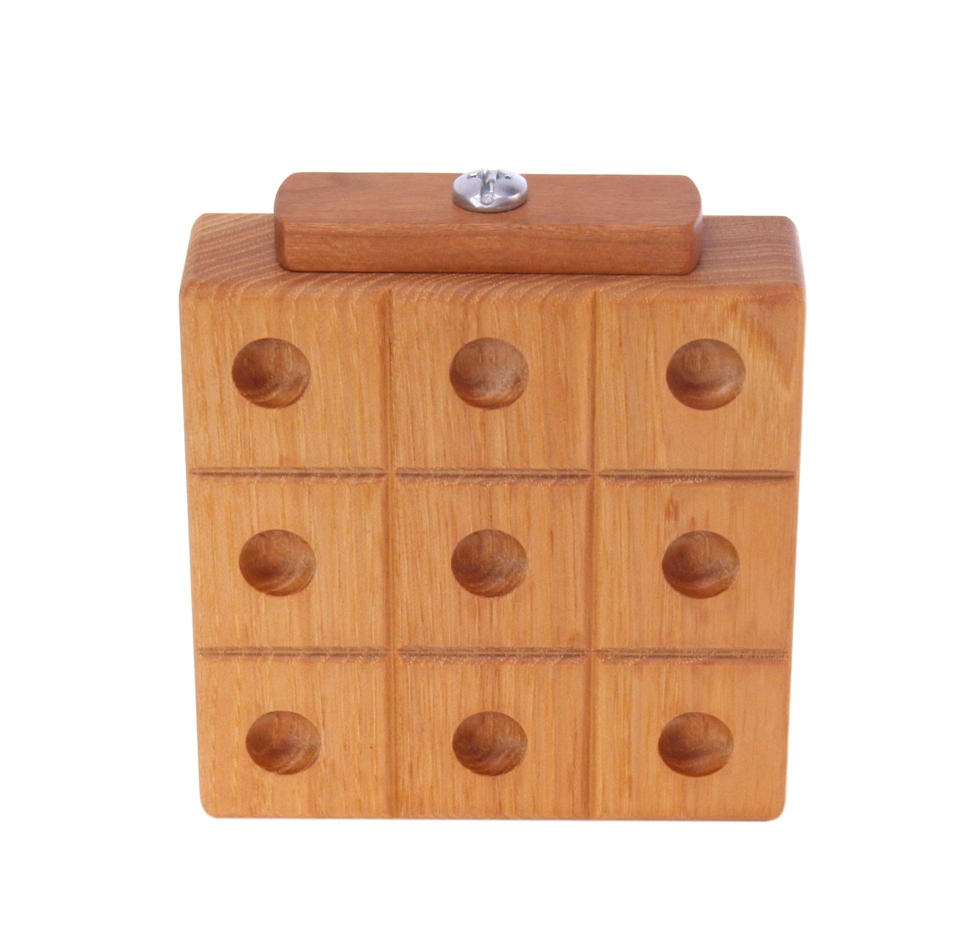 Wooden Marble Tic Tac Toe Game with Built - In Marble Storage - Aware House - Amish Toy Box - 