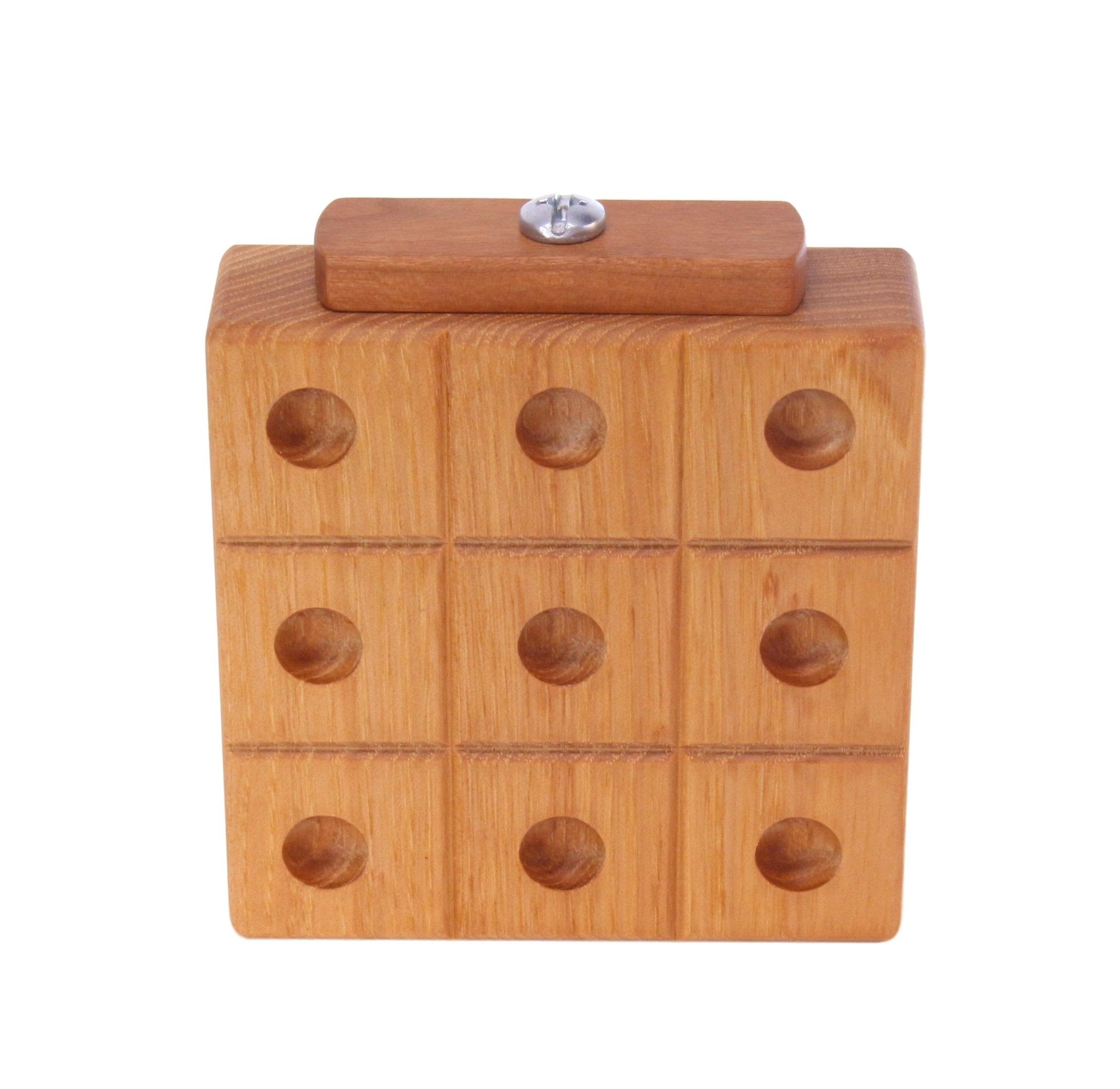 Wooden Marble Tic Tac Toe Game with Built - In Marble Storage - Aware House - Amish Toy Box - 