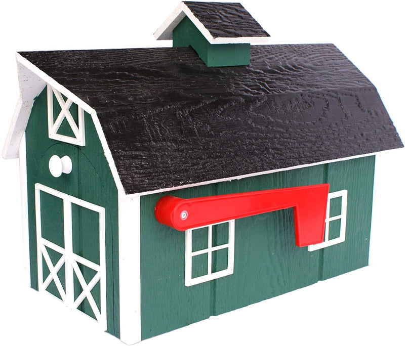 Amish-Made Wooden Mailbox | Dutch Barn Style Post-Mount-zoom-