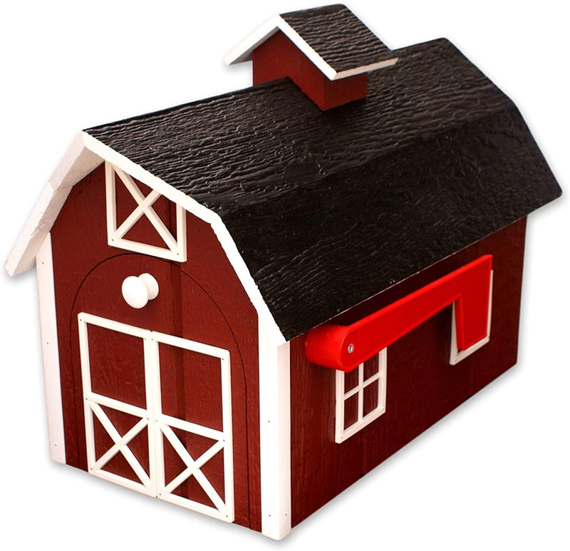 Amish-Made Wooden Mailbox | Dutch Barn Style Post-Mount-zoom-
