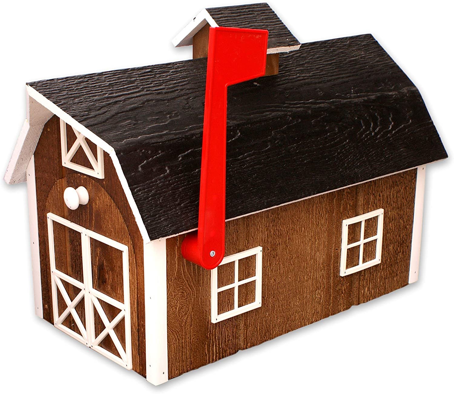 Amish-Made Wooden Mailbox | Dutch Barn Style Post-Mount-4