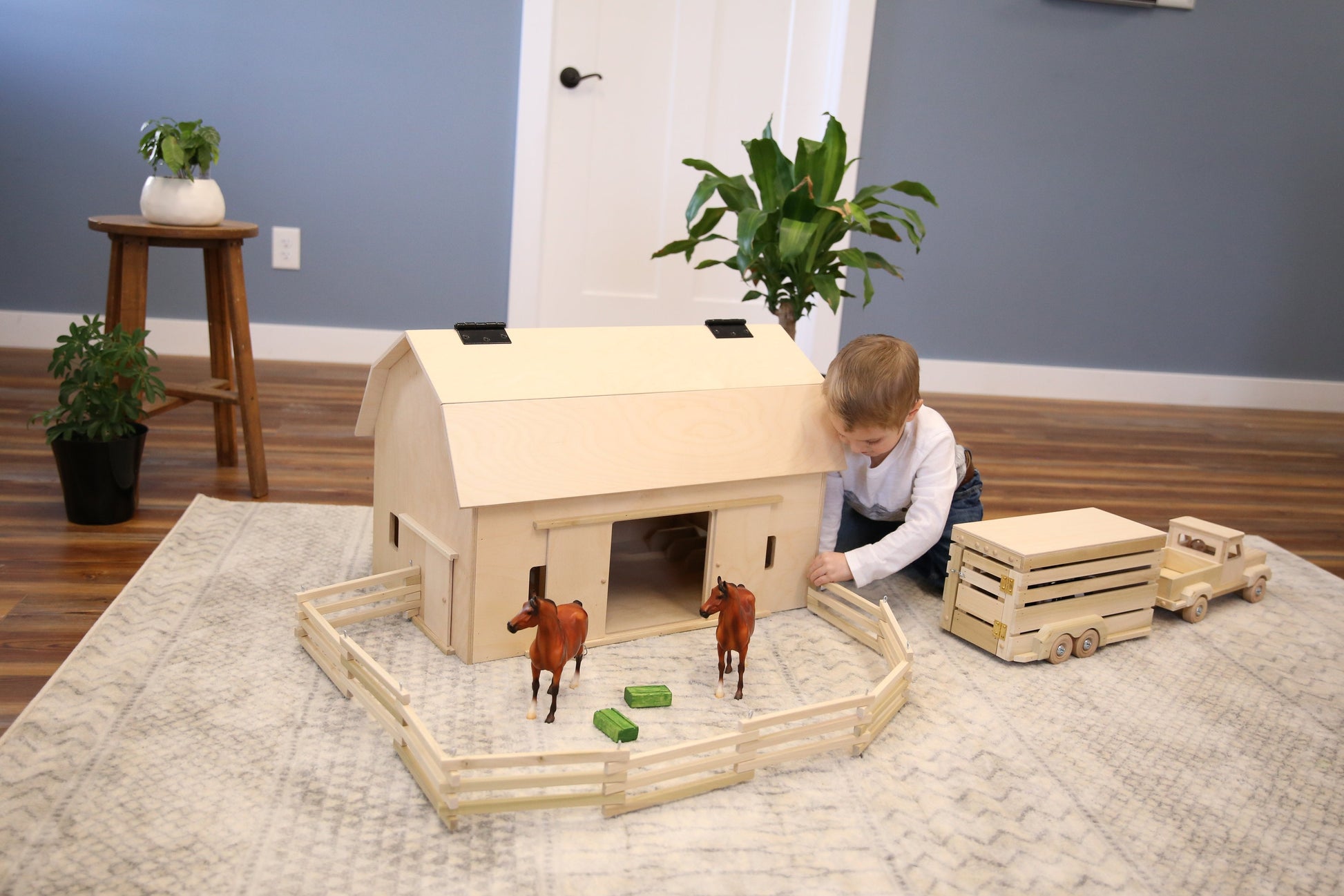 Amish-Made Large Hip-Roof Barn Toy-3