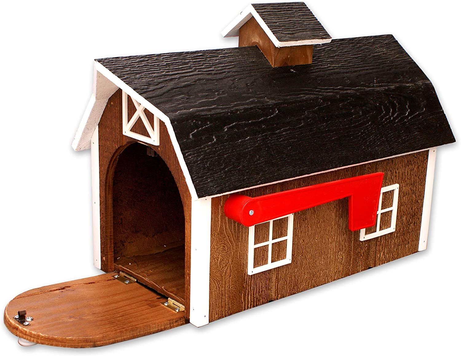 Amish-Made Wooden Mailbox | Dutch Barn Style Post-Mount-12