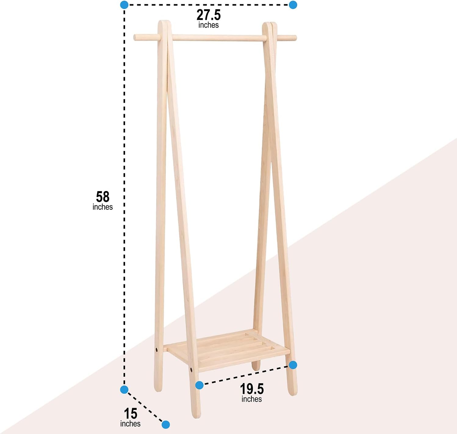 Wooden Garment Rack | Freestanding Clothes Rack - Aware House