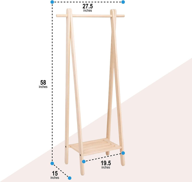 Wooden Garment Rack | Freestanding Clothes Rack-zoom-