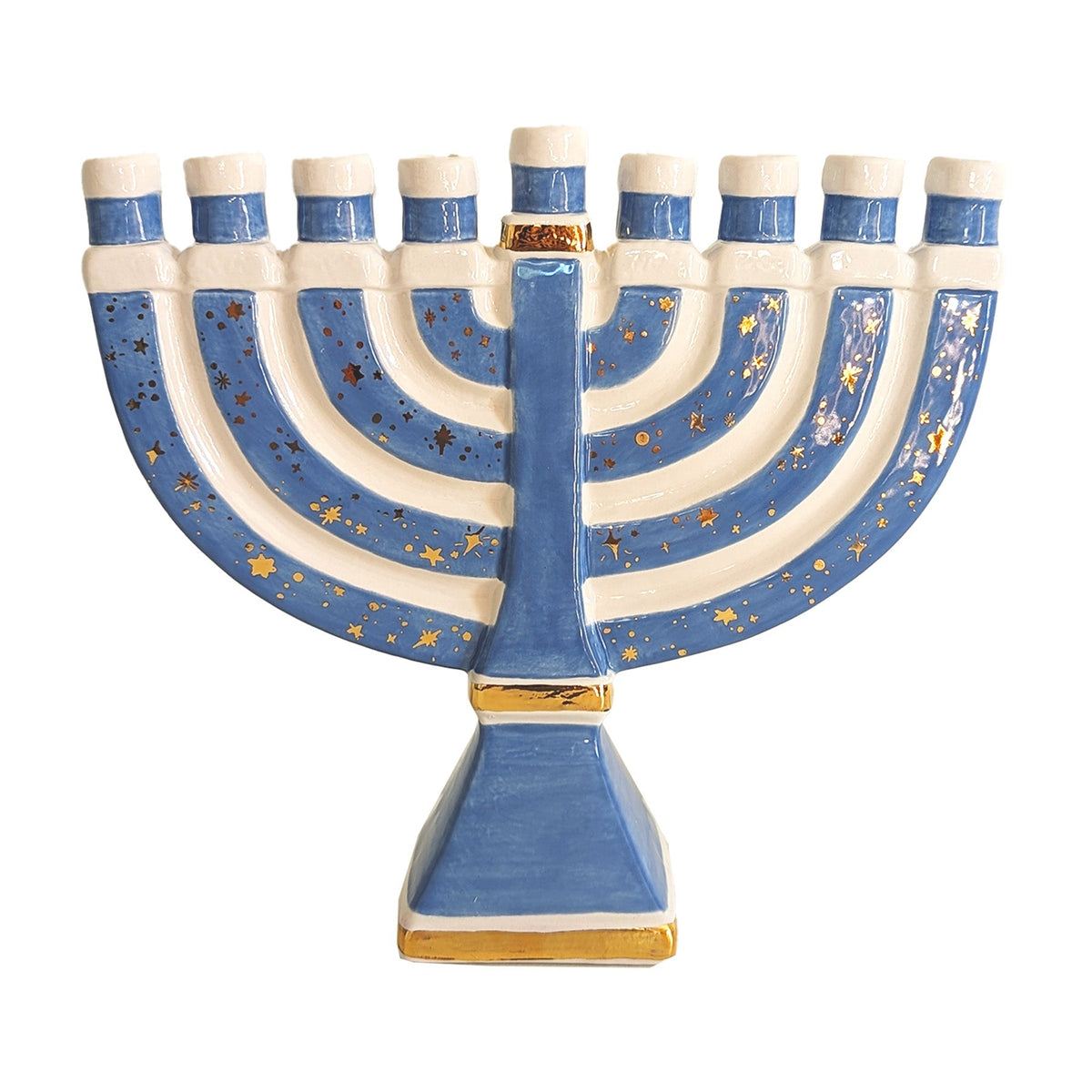 Shimmering Stars Menorah with 22K Gold Accents-1