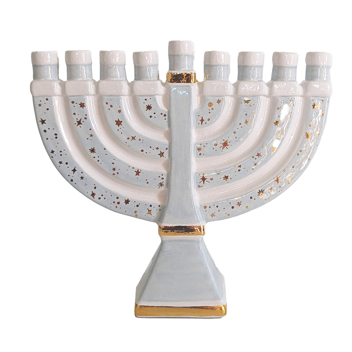 Shimmering Stars Menorah with 22K Gold Accents-11