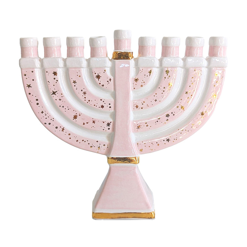 Shimmering Stars Menorah with 22K Gold Accents-zoom-