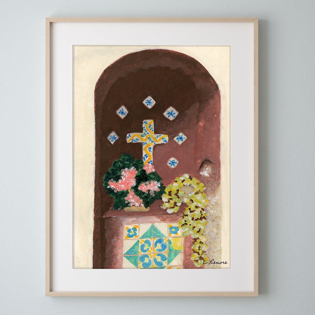 Mediterranean Courtyard Painting | Fine Art Print-zoom-1