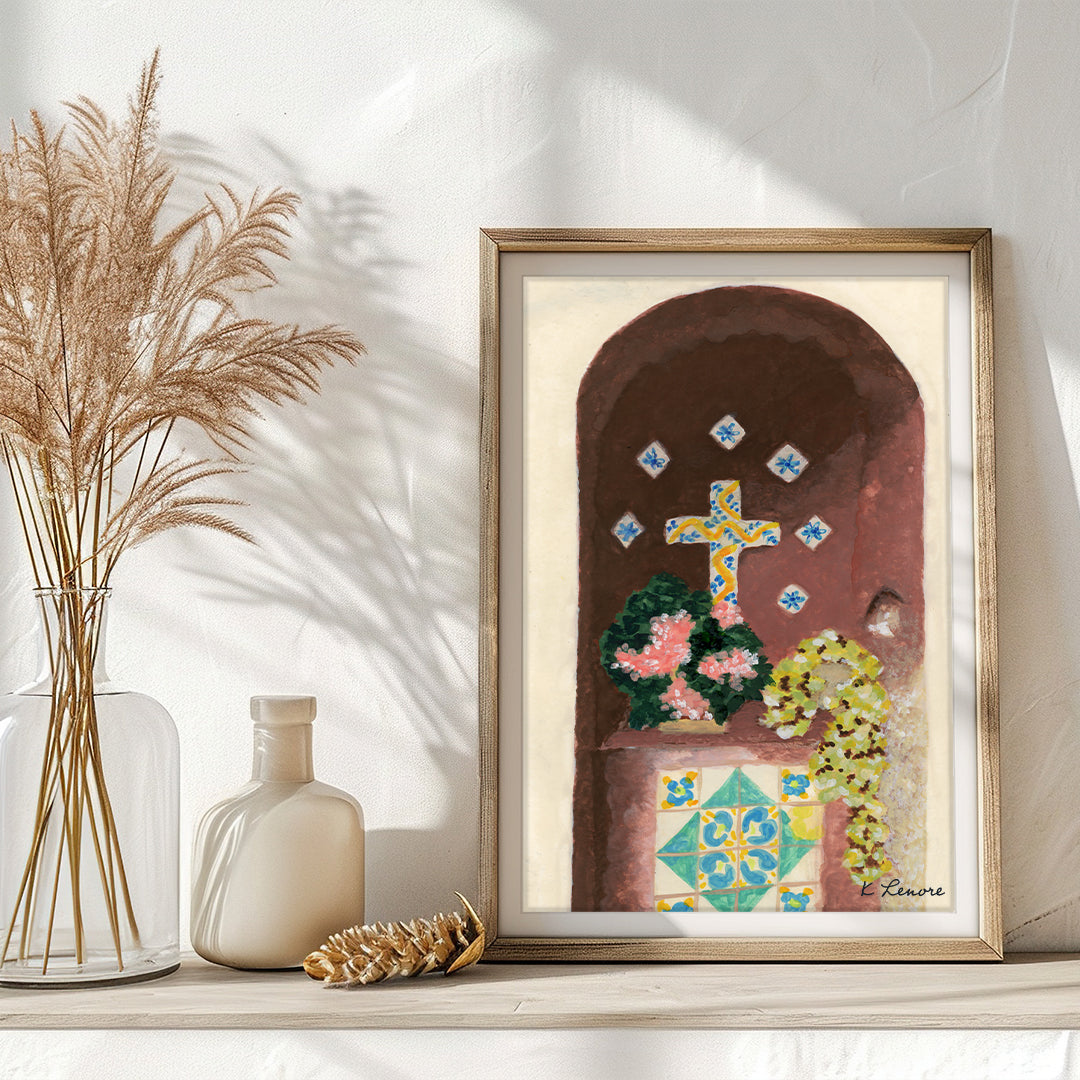 Mediterranean Courtyard Painting | Fine Art Print-zoom-3