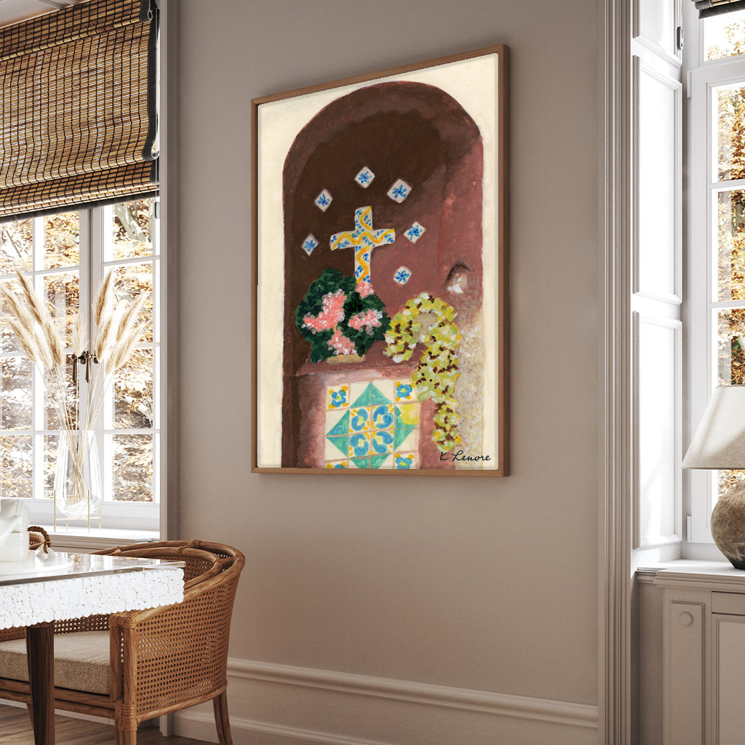 Mediterranean Courtyard Painting | Fine Art Print