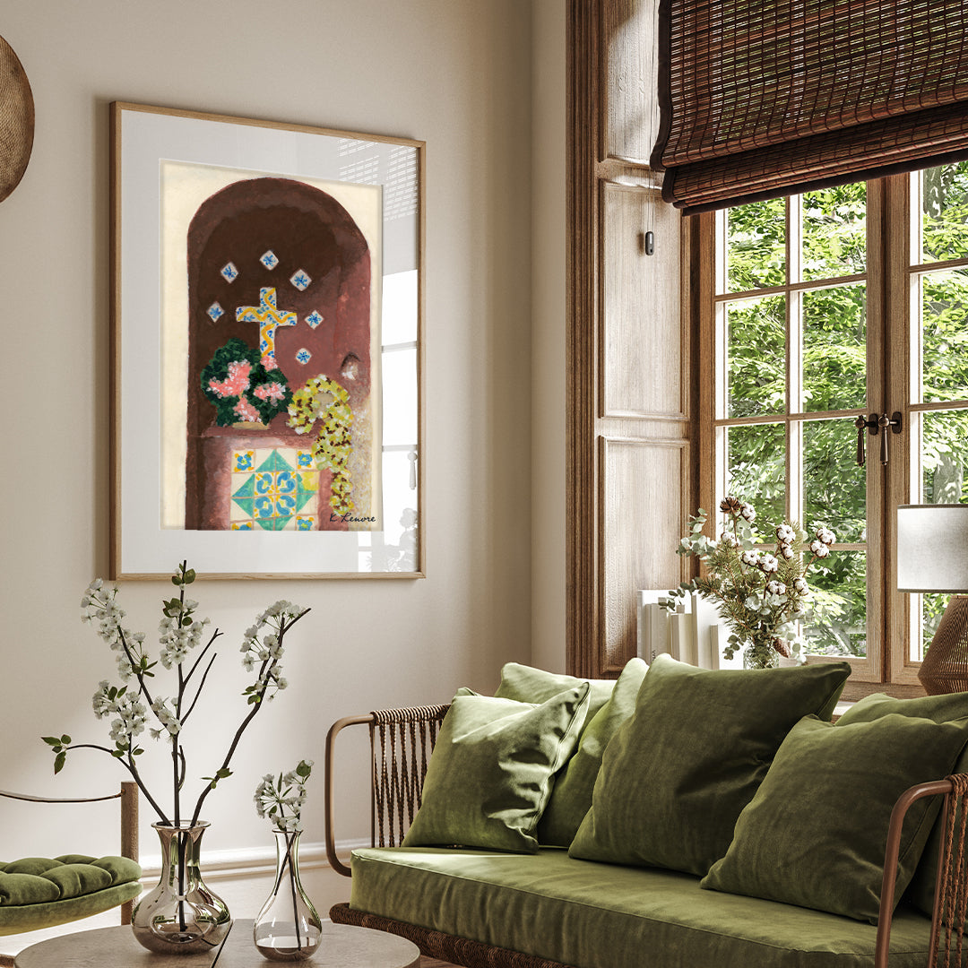 Mediterranean Courtyard Painting | Fine Art Print-zoom-4