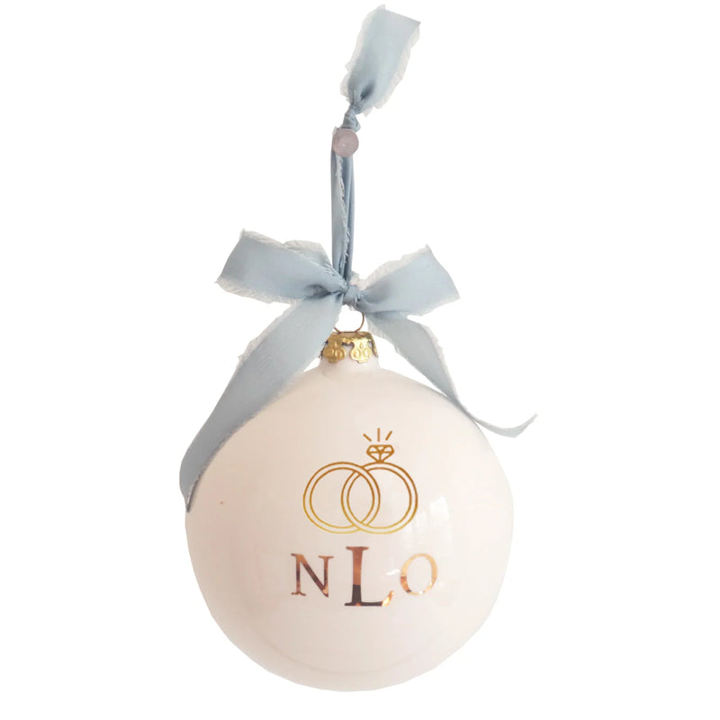 Monogrammed Keepsake Ornament | Wedding with Diamond Ring-zoom-