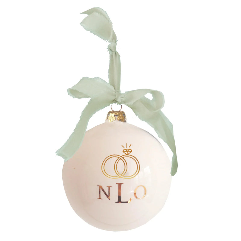 Monogrammed Keepsake Ornament | Wedding with Diamond Ring-zoom-