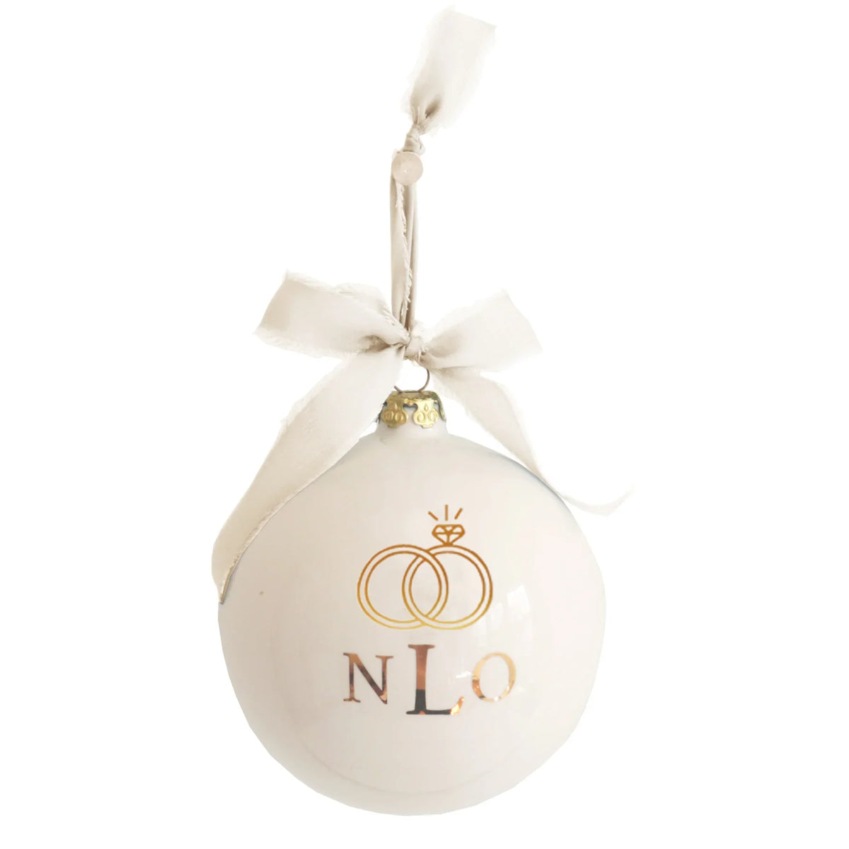 Monogrammed Keepsake Ornament | Wedding with Diamond Ring-4