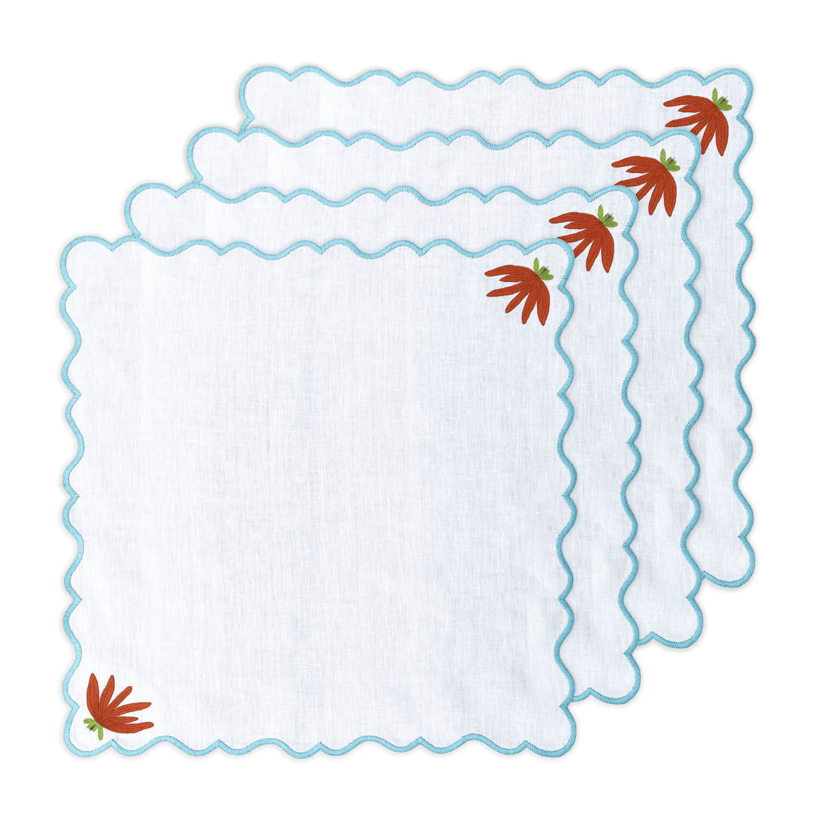 Hand Embroidered Modar Petal Napkins | Set of 4