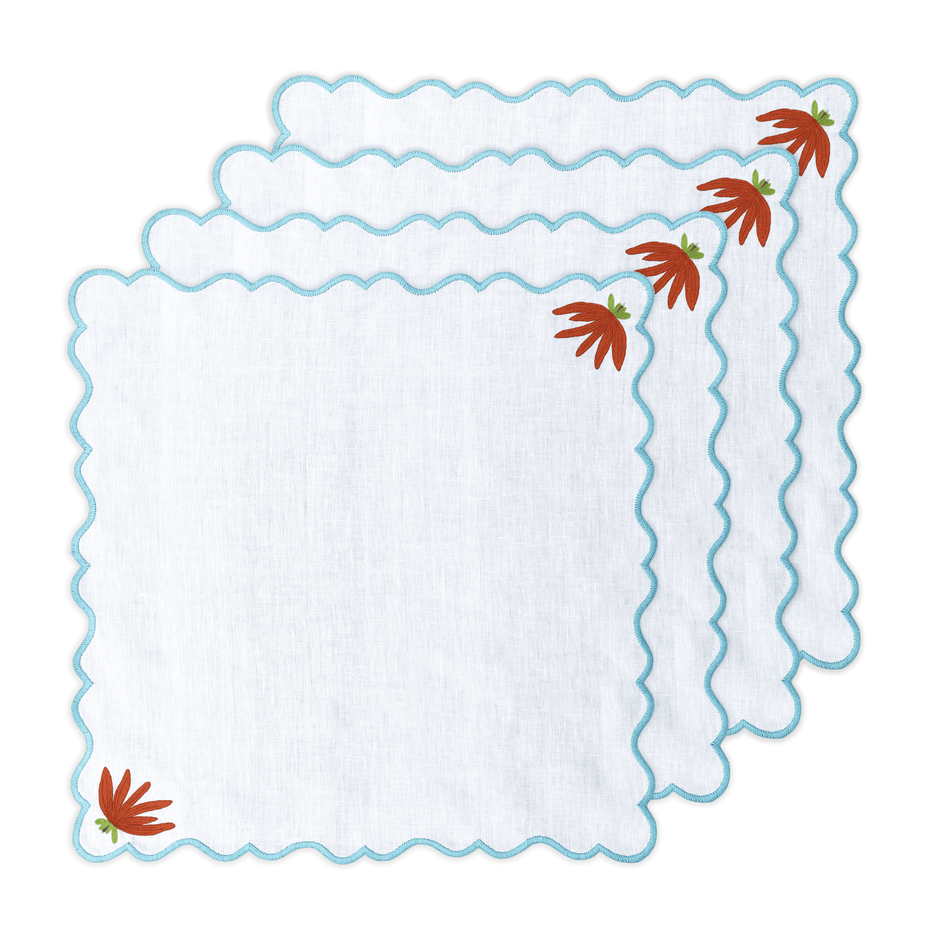 Hand Embroidered Modar Petal Napkins | Set of 4