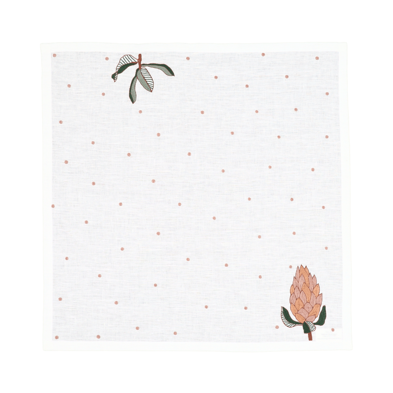 Hand Embroidered Autum Meadow Napkins | Set of 4-zoom-