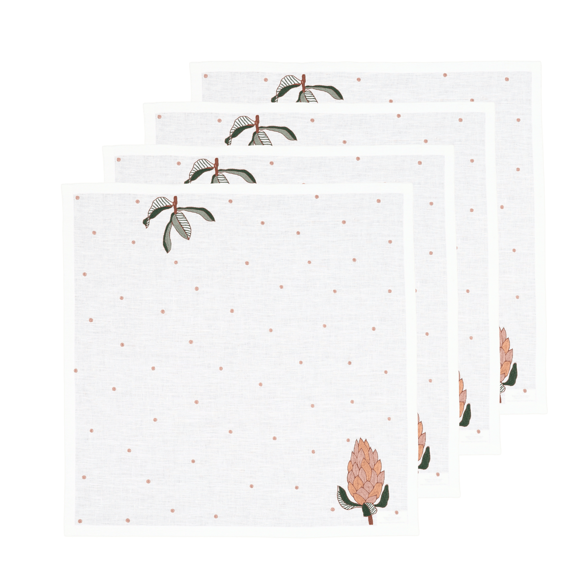 Hand Embroidered Autum Meadow Napkins | Set of 4 - Aware House - Neem Crafts -